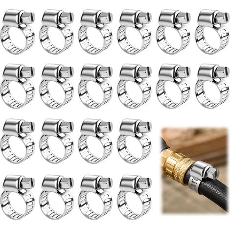20 Pièces 6-12 mm Colliers de Serrage Réglables en Acier Inoxydable 304, Collier de Serrage Inox, Pinces à Vis Robustes pour Tuyaux, Câbles et Conduites, pour Automobile, Plomberie, Piscine (1/5)