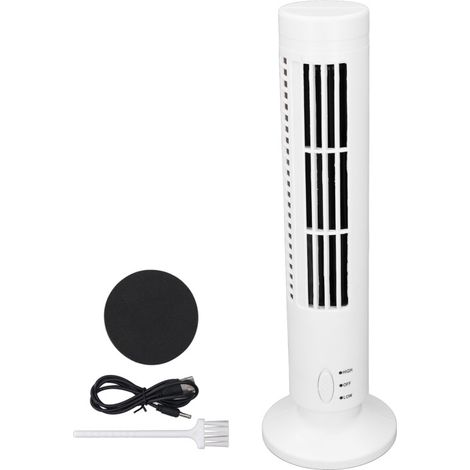 Ventilateur tour USB sans pales, 2 vitesses, silencieux et économe en énergie, portable, pour la maison et le bureau (blanc). (1/5)