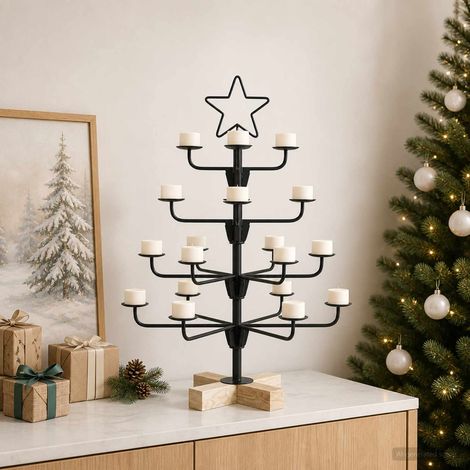 vidaXL Arbre de Noël en métal avec support KUOPIO 60 cm Acier Noir (1/5)