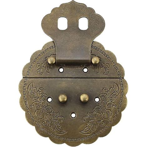 Verrou à loquet en laiton rond embossé pour porte, armoire, boîte et meuble - Serrure de sécurité. (1/3)