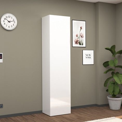 Armoire d'entrée à chaussures blanc brillant 1 porte 45x35x191h Dory