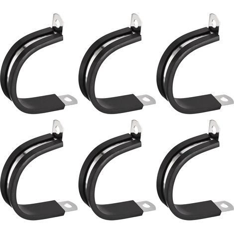 6 pièces 1-3/8" (34mm) pinces câble Rohrschellen 304 en acier inoxydable gomme polie, isolantes (1/4)