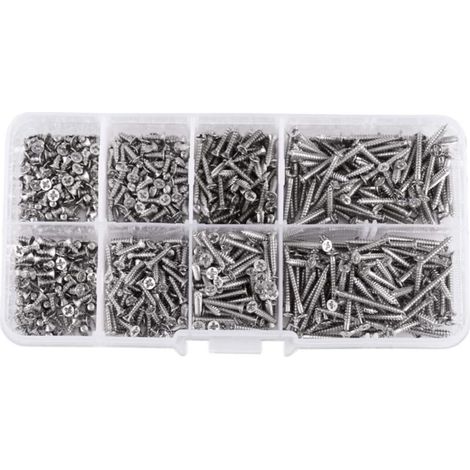 800 pièces vis à tête plate autoperceuses M2 vis autotaraudeuses vis en tôle Tek avec boîte 4 mm - 20 mm (1/5)