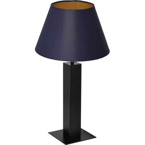 Lampe de table noire abat-jour bleu or 56cm E27 Luminex