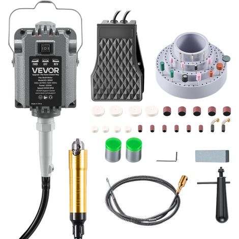 Meuleuse Suspendue 1200 W Outil Rotatif à Arbre Flexible Suspendu 30000 tr/min pour Ponçage Bois, Polissage Métaux, Perçage Bijoux, Meulage Pierre, Commande au Pied, avec 112 PCS d'Accessoires (1/5)