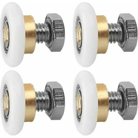Rouleau Porte Coulissante - 20 mm - Pour Cabine Douche - Laiton Et Acier Inoxydable - 4 Pièces (1/4)