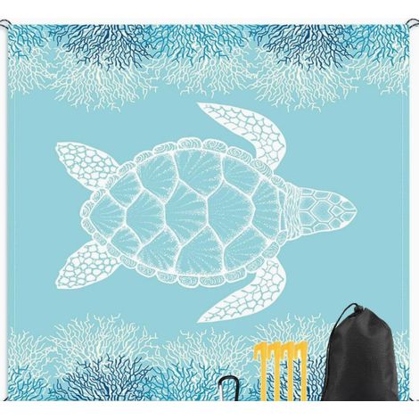 Esterilla de playa XXL grande e impermeable, manta de playa sin arena, esterilla de playa, manta de picnic con 4 fijaciones en las esquinas, ultraligera. (1/5)
