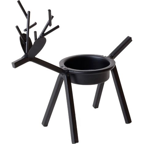 Bougeoir renne de Noël, petit bougeoir en métal, décoration de Noël, noir (1/5)