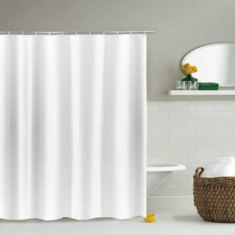 Extended Bathroom Shower Curtain, Width 180 x Height 200 cm, White, Mildew Resistant, Polyester Wide Shower Curtain for Bathroom, Waterproof Bathtub (1/5)