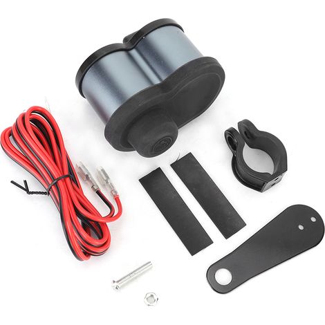 12V Prise Allume-cigare Moto en Alliage d'Aluminium avec Affichage de Tension, Chargeur de Tension, Gris (1/5)