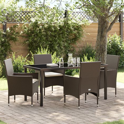 Garden Dining Set 5 pcs Brown Poly Rattan vidaXL (1/5)