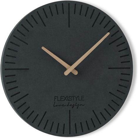 Schwarze Wanduhr für das Wohnzimmer 2EKO 30 cm (1/4)