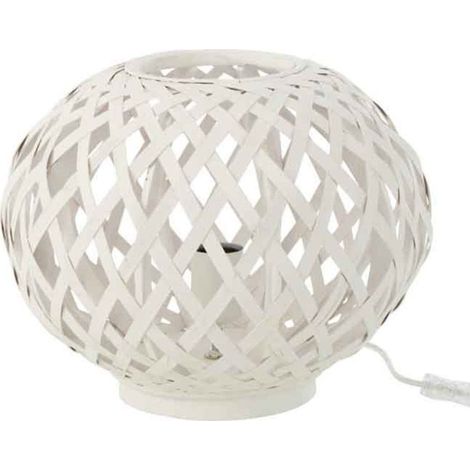 Lampe à Poser en Bambou "Inaya" 32cm Blanc (1/3)