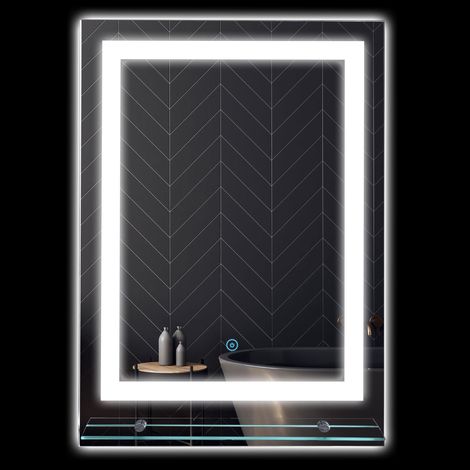 Miroir rond lumineux LED de salle de bain Ø 80 cm mural avec éclairage 3 couleurs interrupteur tactile 46W blanc argent (1/5)