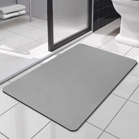 Tapis de bain antidérapant et super absorbant en terre de diatomées, 4060cm, doux et à séchage rapide, gris. (1/5)