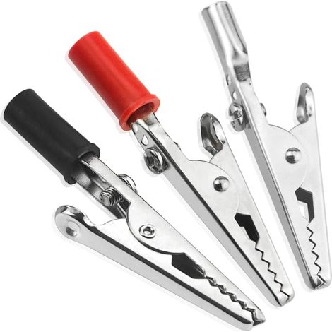 Lot de 22 pinces crocodiles, métal et plastique, rouge et noir, courant 5 A, pour soudure et test électrique