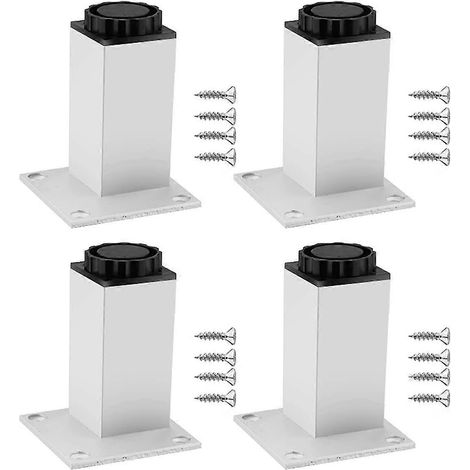 4 pieds de meubles réglables en alliage d'aluminium, pieds de table, pieds de rechange en tube carré (1/5)