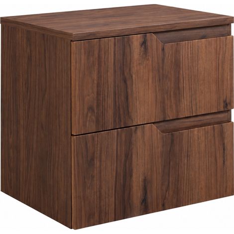 Meuble sous-vasque suspendu 60 cm, avec plan de travail, fermeture douce, Noyer, 60 x 46 x 58,6 cm (1/5)