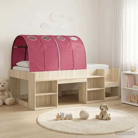 vidaXL Letto con Tunnel con lo scaffale 3 pz Rovere Sonoma e Rosso (1/5)