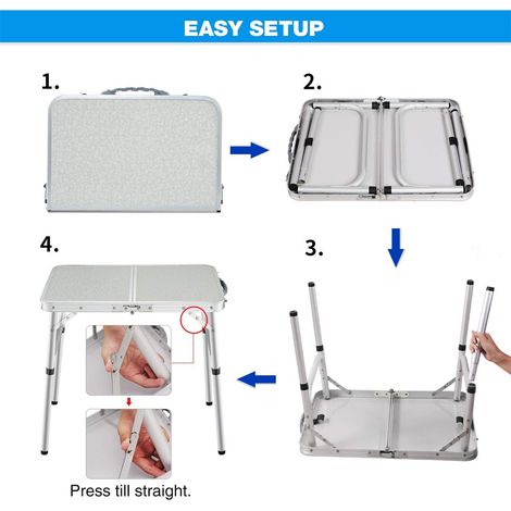 Tragbarer, klappbarer Campingtisch aus Aluminium, höhenverstellbarer Gartentisch für Picknicks und zum Kochen im Freien (1/5)