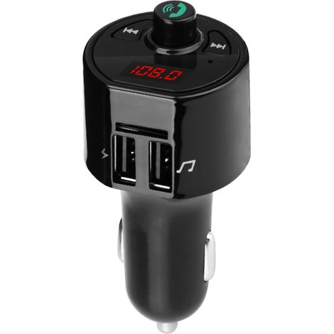 Transmetteur Audio Bluetooth sans fil pour voiture, adaptateur Radio FM, chargeur double USB, lecteur MP3 (noir) (1/5)