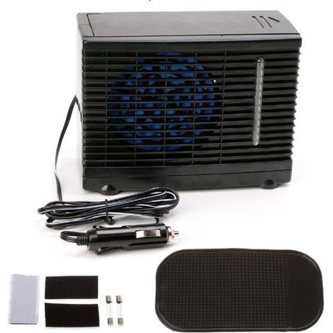 Enfriador evaporativo de 12 V con 2 velocidades ajustables y un alcance de 2 m para coche, oficina y hogar - ABS - KZQ