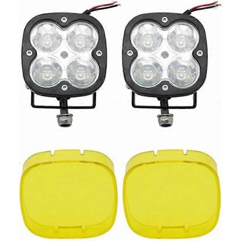 Projecteur LED carré 2 pouces 40 W avec diffuseur et cache jaune, idéal pour la conduite tout-terrain (voiture, camion, SUV, quad, UTE, bateau). (1/5)