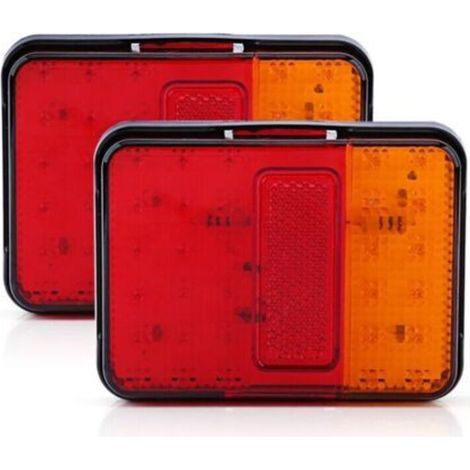 2 pièces de feux arrière LED 12V 30 LED pour remorque, camion, bateau, rouge et ambre,de (1/4)