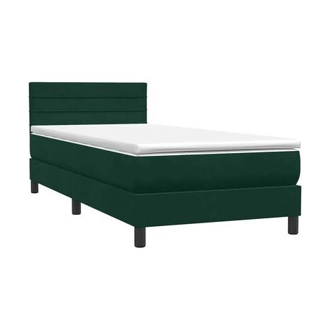 Sommier et matelas style Snowco, éclairage LED vert foncé, 80 × 220 cm, revêtement en velours, velours doux et confortable, éclairage led d’ambiance, meuble de chambre, design contemporain, montage fa (1/5)