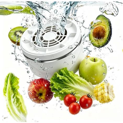 Nettoyeur Multifonction de Fruits et légumes, Purificateur de Fruits Longue durée en 4 Modes pour la Maison (Blanc), purificateur alimentaire portable sans fil et étanche pour fruits (1/5)