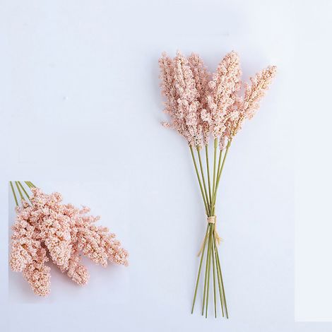 Bouquet artificiel Lavande en Silk & Plastique - 6 Pièces Déco Maison Ferme Rose Clair