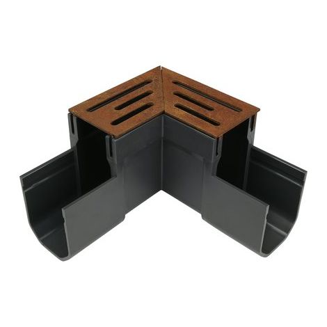 Pièce d'angle pour caniveau linéaire étroit en acier Corten 155 x 155 mm À l'unité Canal de drainage (1/5)