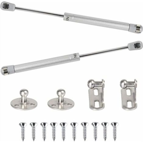 2Pcs 100N Hydraulic Gas Struts, Pneumatic Arm Lift Gas Shocks, 90 Degree Cabinet Door Hinges with Screws for Easy Opening Kitchen Furniture Cabinets - 265mm