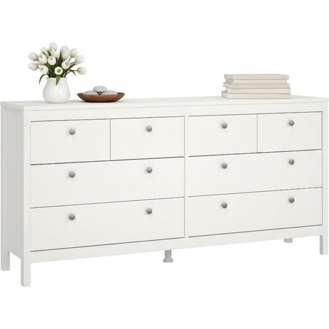 Dmora - Credenza Kovsova, Buffet da soggiorno, Madia da salotto, Dispensa da cucina, 160x38 h80 cm, Bianco