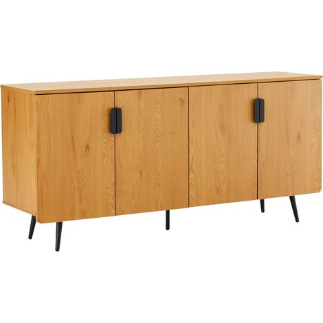 Buffet moderne 4 portes 160 cm bois clair (1/5)