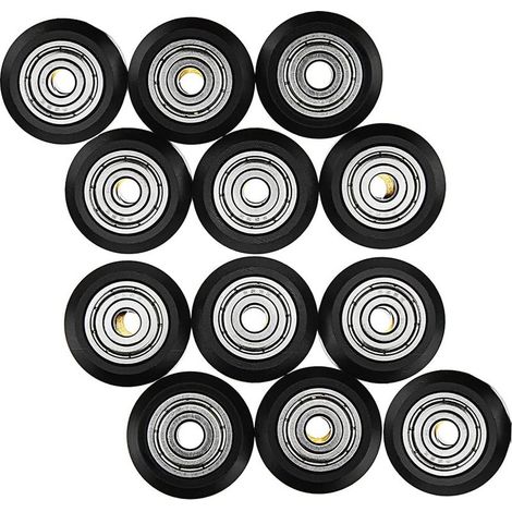 12pcs 3D Printer Model Pulley POM V-Groove Pulley Plastic Model Pulley Ball Bearing V-Bearing Passive Pulley Roller 3D Printer, CR-10, CR-10S (1/5)