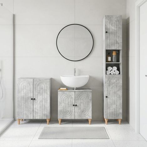 Beyamis Ensemble de meubles de salle de bain 3 pièces , gris béton (1/5)