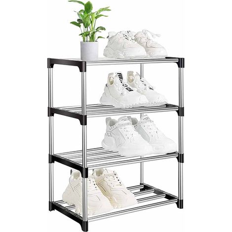 Scarpiera impilabile portascarpe scaffale 4 ripiani Organizer Scarpe salvaspazio (1/3)