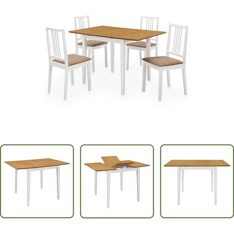 Esszimmer - 5-tlg. Essgruppe MDF Weiß (1/5)