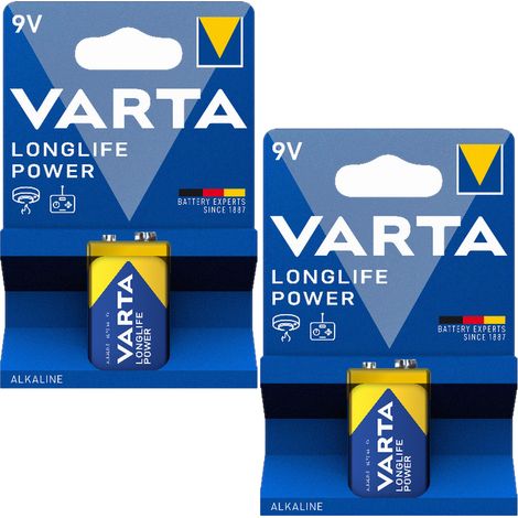 Varta LL power PP3 9V batteria alcalina sensore CO torcia cubo x2 (1/3)