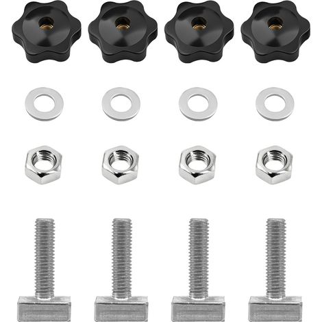Adaptateur T-Track M6x35mm Écrou à rainure en T avec rondelles et écrous étoile, Acier Inoxydable résistant, vis de Fixation pour Barres de Toit, coffres de Toit et Porte-vélos (M8x40mm) (1/5)