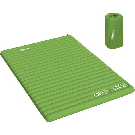Outsunny Portable Inflatable Camping Bed with Double Mattress Green