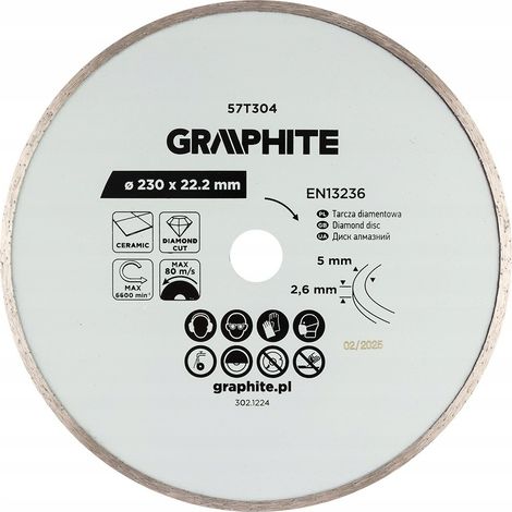 Disque diamant graphite 57t304 coupe humide 230 mm (1/2)