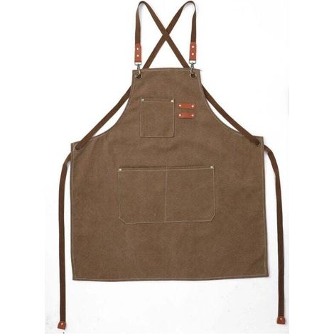Unisex-Baumwollschürze mit gekreuzten Trägern und großen Taschen aus dickem, wasserdichtem Canvas, ideal für Gartenarbeit, Cafés, Friseursalons und die Arbeit.