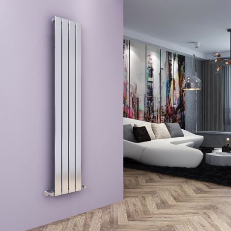 ELEGANT Vertical Column Designer Radiator 1600 x 300 mm Chrome single Central Heating Flat Panel