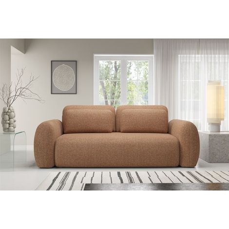 Sofa 3-Sitzer mit Schlaffunktion GASTON in Stoff Puente Rostbraun (1/5)