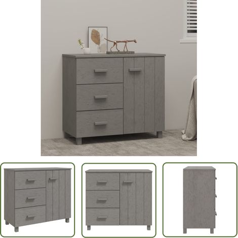 FIMEI Buffet Gris clair 90x40x80 cm Bois de pin solide (1/5)