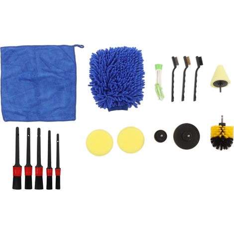 Jeffergarden Kit de brosses de nettoyage de détails automobiles, 17 pièces, brosse professionnelle de nettoyage de détails de voiture pour l'extérieur et l'intérieur des roues (1/5)