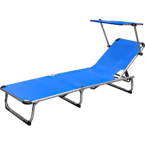 LETTINO SPIAGGIA CON PARASOLE cm 187 x 60 x h 30 - telo blu