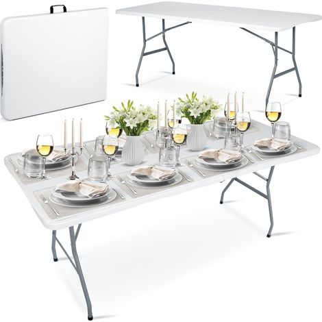 Mesa de jardín plegable para catering 180 cm Plonos blanca